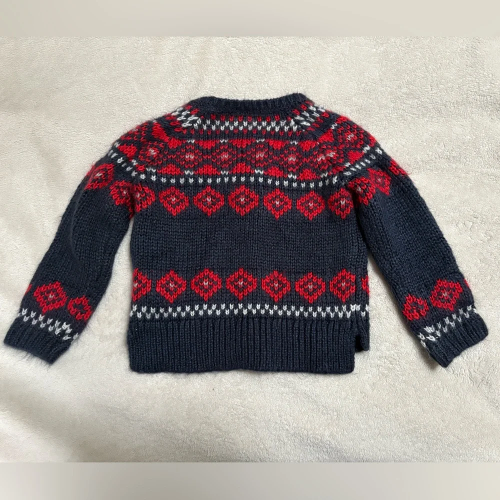 OshKosh B'gosh Red and‎ Navy Knit Sweater Size 18 Months EUC